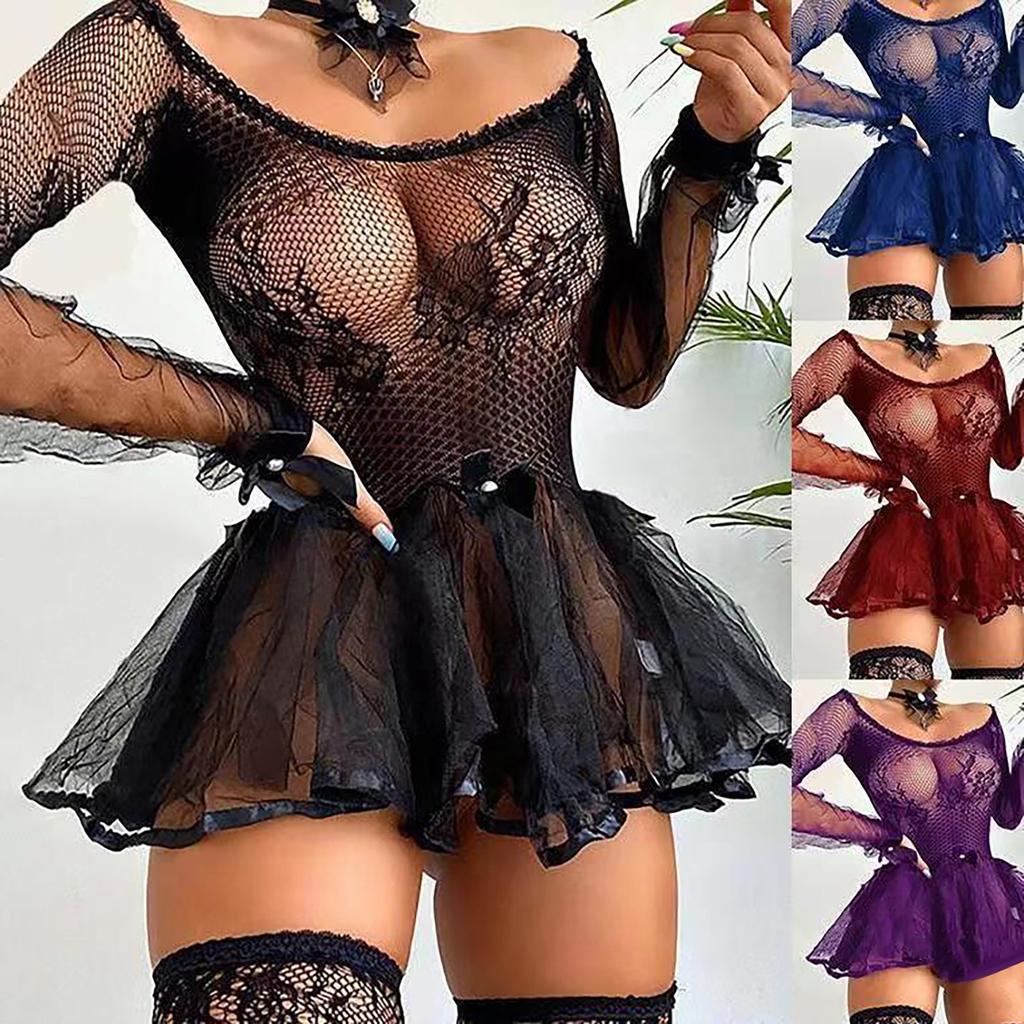 Women' Fashion Suspenders Strap Sexy Gauze Perspective Nightdress Underwear