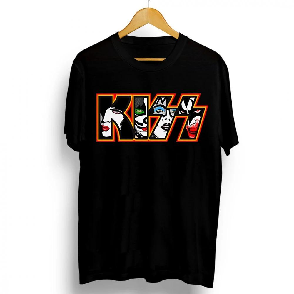 2021 New Fashion Kiss Band Rock Letter Poster Men's T-Shirt Graphics Funny Casual Short Sleeve Round Neck Shirt Hip Hop Tees
