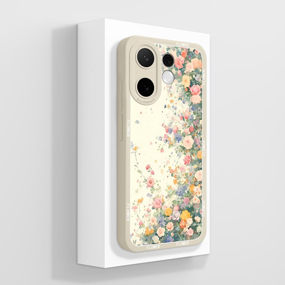For Vivo V60 Lite Case Candy Painted Flower Phone Back Cover For Vivo V 60 Soft Liquid Silicone Anti Drop Full Protection Bumper