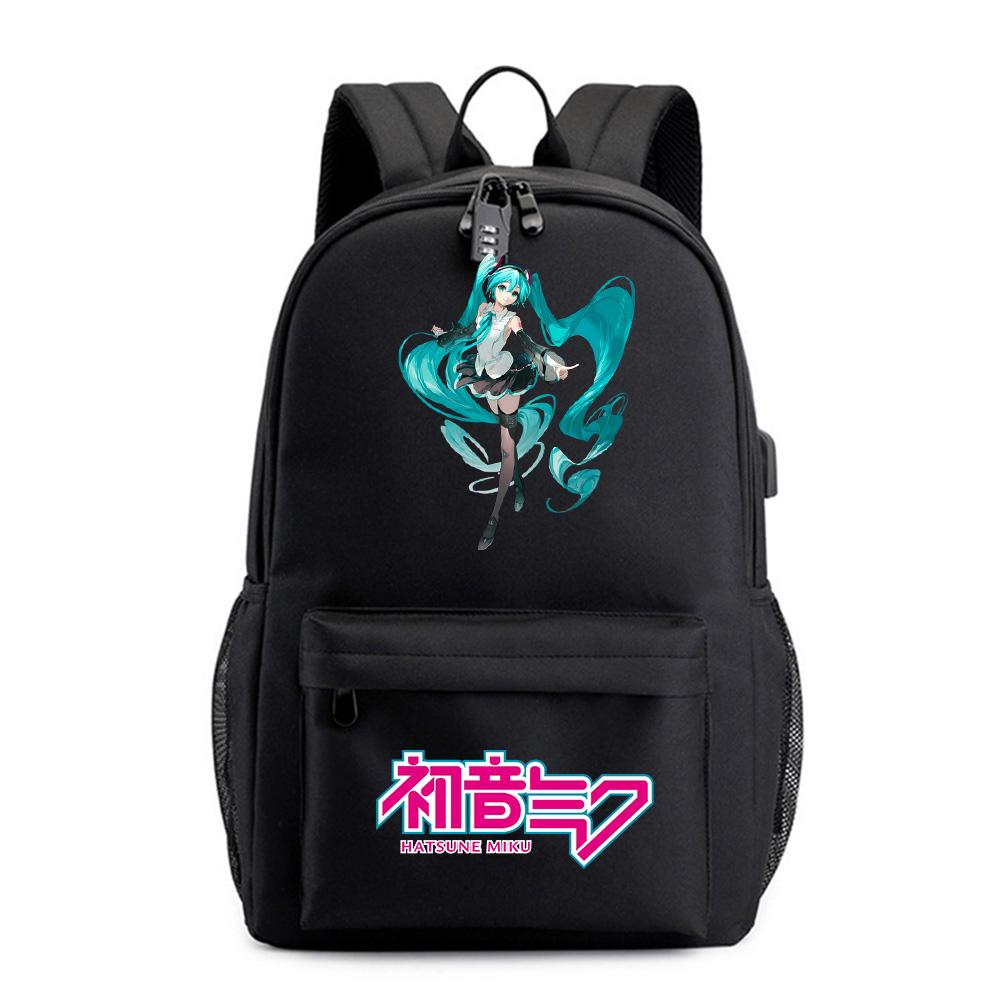 Аниме Мультяшный Рюкзак с Принтом Хацунэ Мику для Подростка Студента Сумка для Книг Школьная Сумка Женская Вместительная Водонепроницаемая Дорожная Сумка Подарок