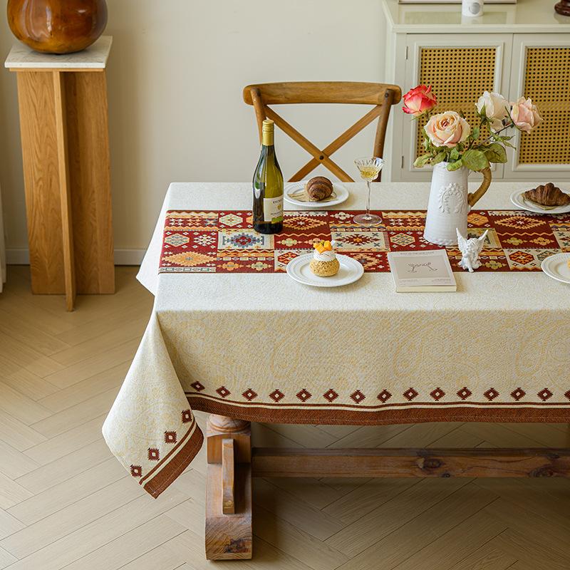 Thick Cotton Linen American Country Farmhouse Style Rectangular Tablecloth