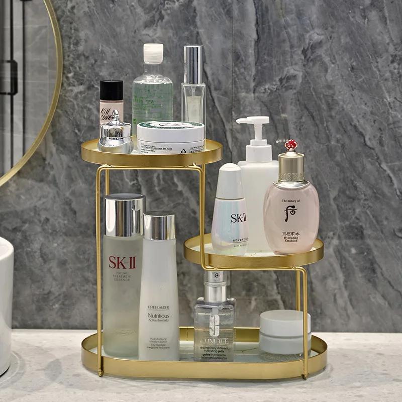 Стойка для столешницы в стиле легкой роскоши, кованая железная полка для хранения, стойки-органайзеры для ухода за кожей, косметики, туалетных принадлежностей, товары для ванной комнаты