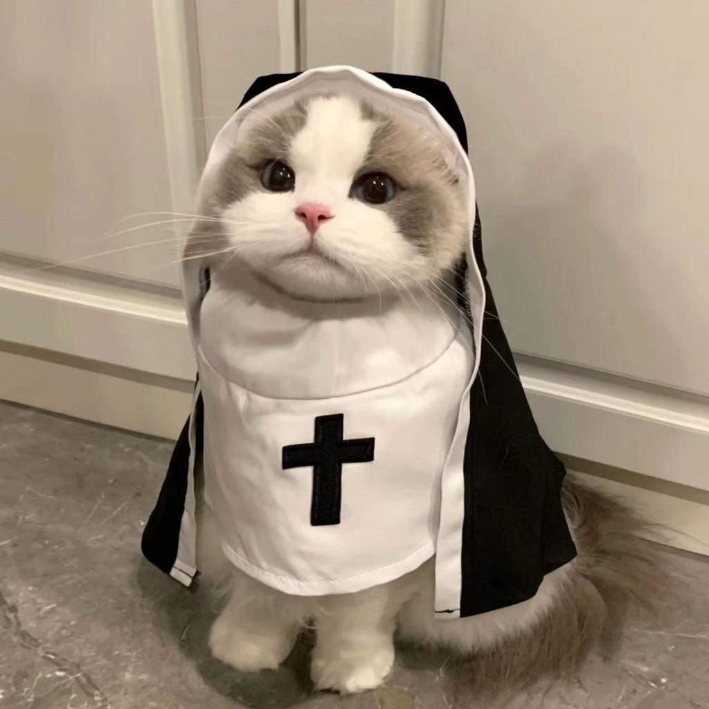 Nun costume, pet clothes, summer thin, breathable, funny cosplay photo props, small and medium-sized internet-famous styles