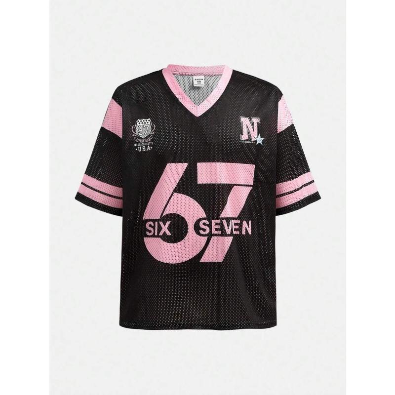 Six Seven Just A Girl in New York American Retro Leopard Print Jersey T-Shirt Breathable Casual Streetwear Short Sleeve Fans Tee