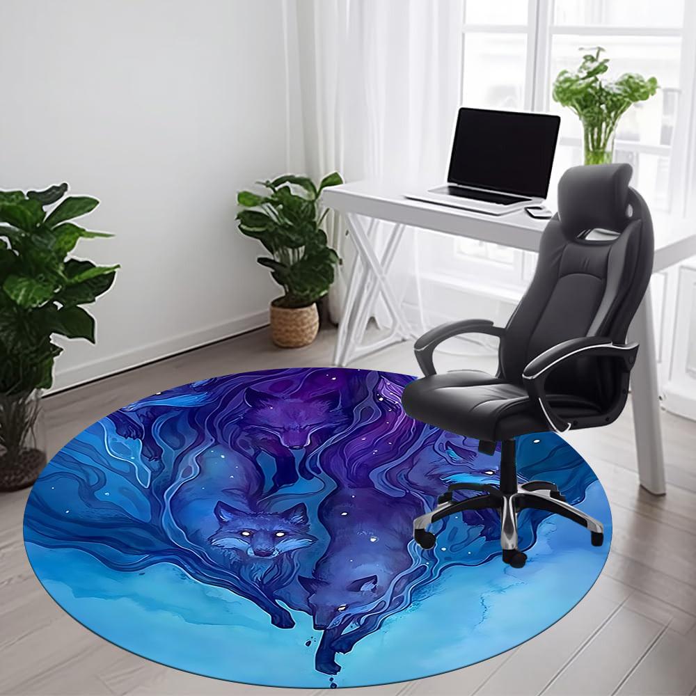 1PC Wolf Pack Office Round Area Rug, Mat Suitable For Office, Under Office Chairs Bedroom Living Room Home Decor, Room Deco