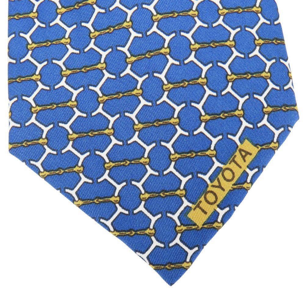 Used HERMES tie Toyota limited edition silk Blue gold business