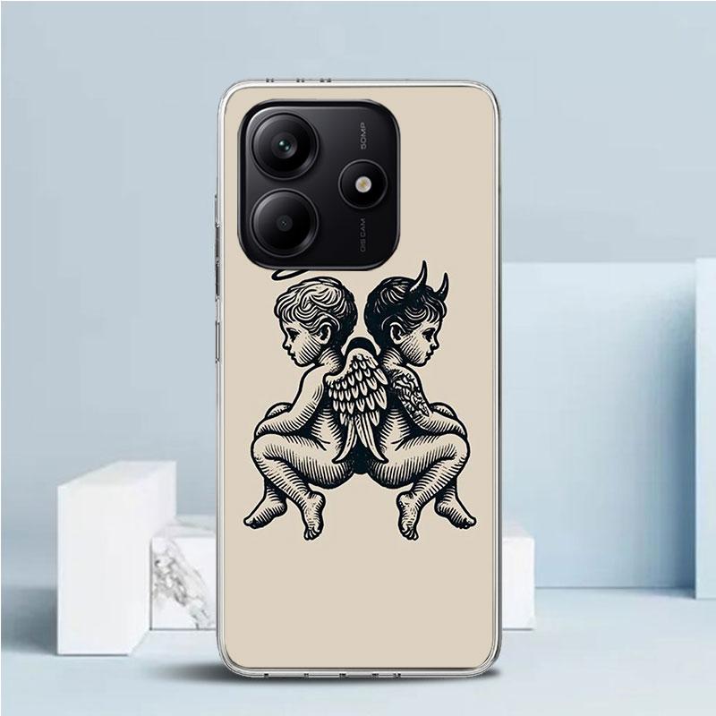 Мягкий чехол Ангельские Крылья Дьявол Плохой для телефона Xiaomi Redmi Note 15 14 13 12 Pro Plus Чехол для телефона 14S 11S 11T 11E 10S 10 4G Узорчатый корпус R