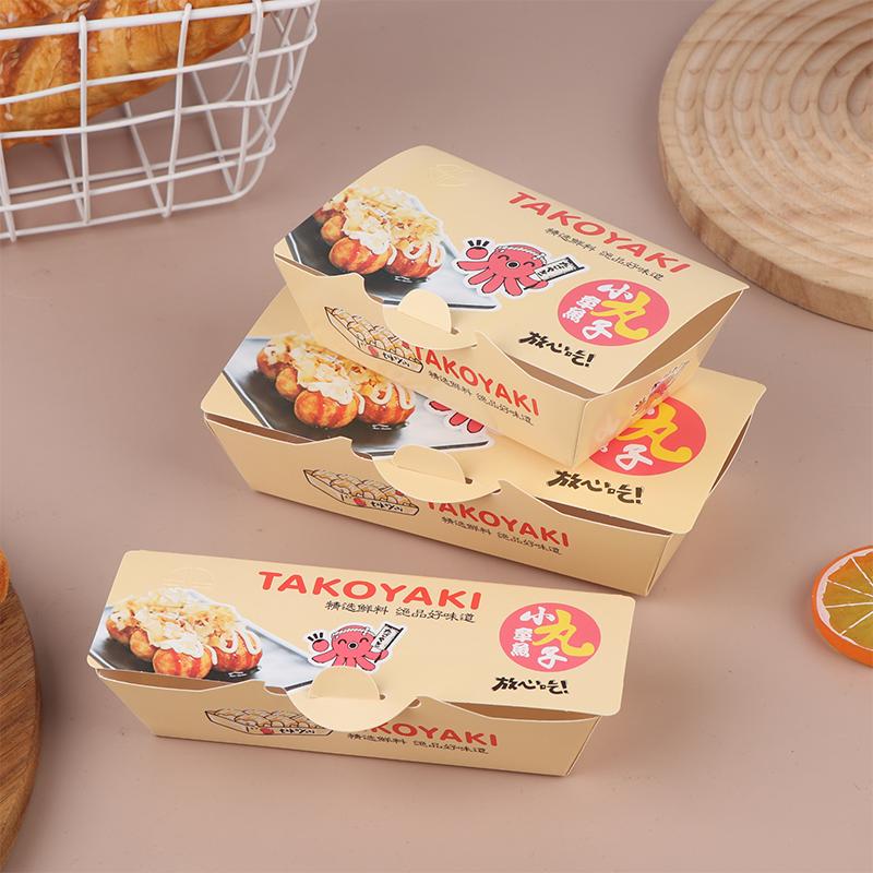 50Pcs Octopus Ball Packaging Box Japanese Street Food Takoyaki Disposable Takeaway Snack Packing Paper Container Party Supplies