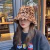 Winter Cow Leopard Faux Fur Fluffy Bucket Hats Women Outdoor Warm Sun Hat Soft Velvet Furly Fisherman Cap Lady Fashion Panama