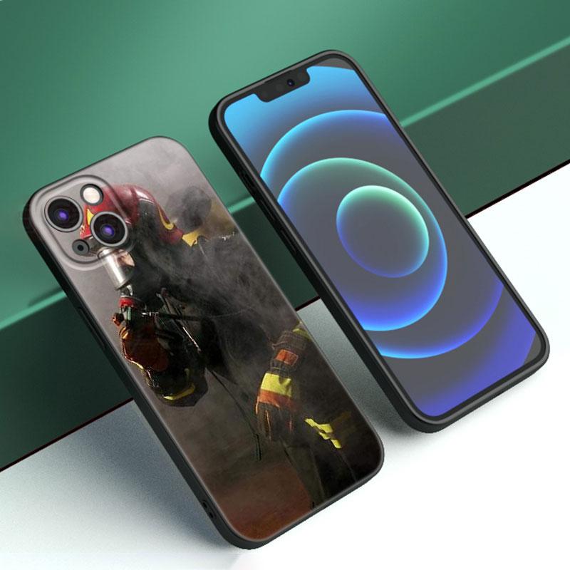 Герои-пожарные Пожарный Чехол для телефона для Apple iPhone 12 13 Mini 11 14 15 Pro Max 7 8 X XR XS SE 2020 2022 Черный силиконовый чехол