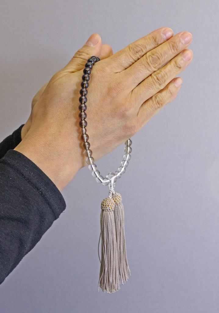 Nakago, Founded In 1885, Kyoto Prayer Beads, Brown Crystal Gradation, with Silk Tassel and Prayer Beads Pouch (suitable for Women of All Sects)