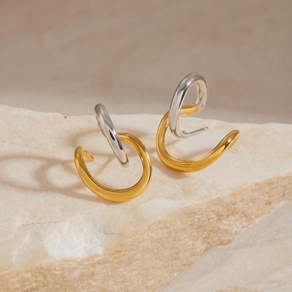 Серьги-гвоздики Yori из нержавеющей стали с покрытием 18 карат, геометрические, витые, для женщин, гипоаллергенные, водостойкие, модные серьги