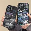 Крутой черный кожаный чехол для телефона с граффити для iPhone 16 15 14 17 Pro Max 11 12 Mini Plus Мягкий корпус