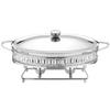 Stainless Steel Glass Serving Dish Hot Pot Small Chafing Dish Food Warmer Buffet Luxury Golden Oval Hotel Wedding Chafing Dish