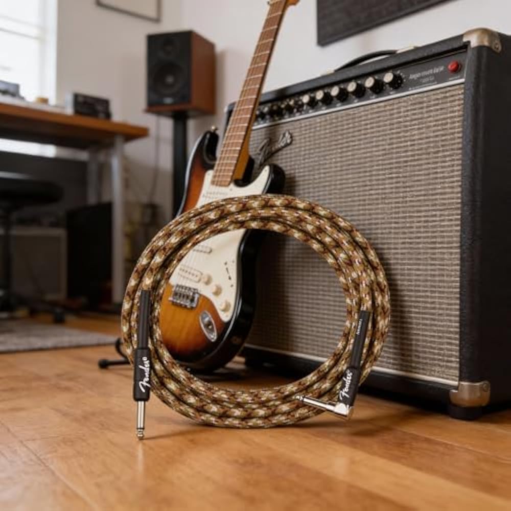 Fender 18,6 футов Профессиональный инструментальный кабель Прямой угол Камуфляж Пустыня - 1 упаковка