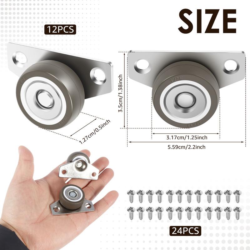 4/12Pcs Furniture Small Side Mount Caster Wheels Universal Side Mounted Wheels Casters Silent Caster Wheels for Furniture Moving