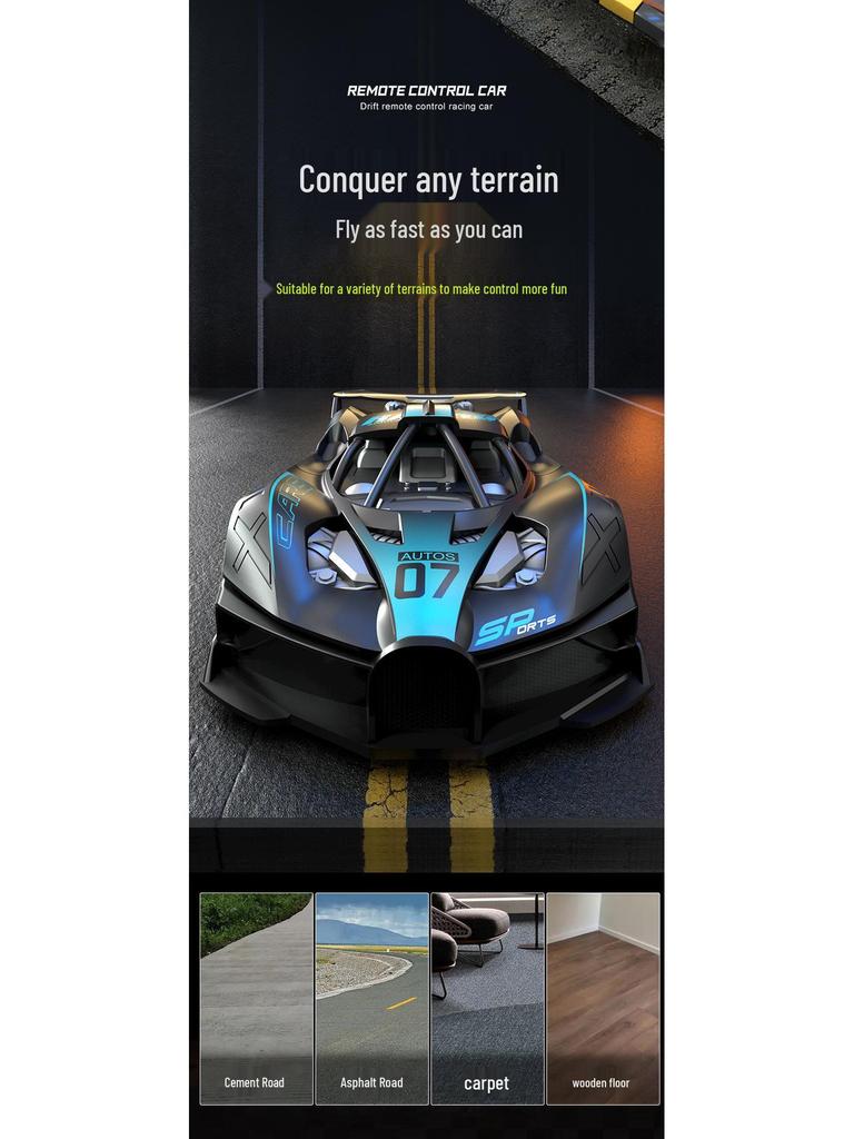 Детская гоночная машинка на радиоуправлении - Четырехканальная перезаряжаемая высокоскоростная, прочная модель-игрушка для мальчиков