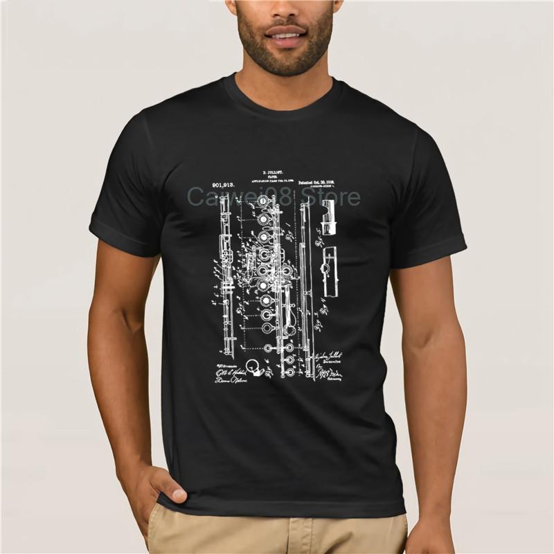 Men's Cool Short-Sleeve T-Shirt Flute Flute Patent Design Flute Player Flutist Round