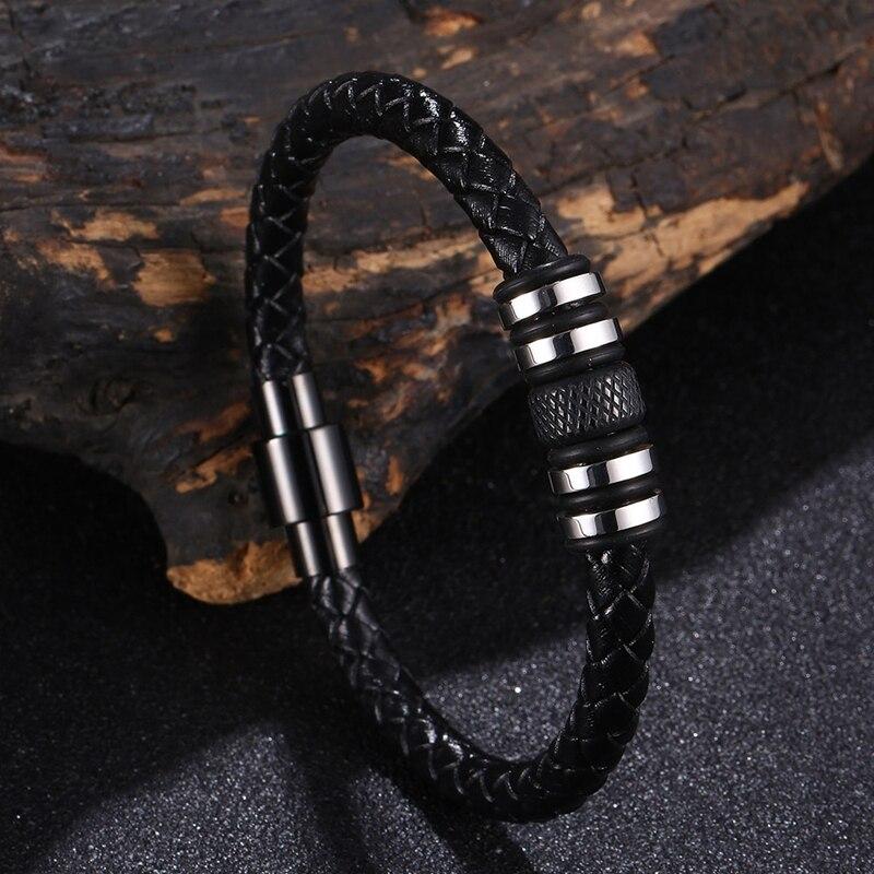 New Luxury Genuine Leather Bracelet Combination 3 Colors Men Bracelets Woven Bracelet Men Birthday Gift