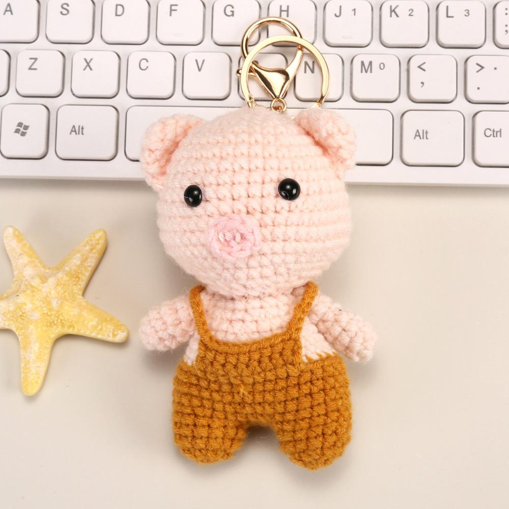Backpack Charm Knitted Animal Keychain Handwoven Crochet Doll Key Ring Animal Pendant Friend Gifts