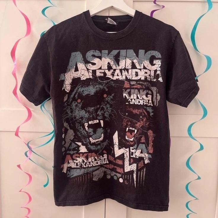 Asking Alexandria Рок-группа Черная Графическая Футболка Унисекс Мужчины Женщины S-5XL Унисекс Футболка