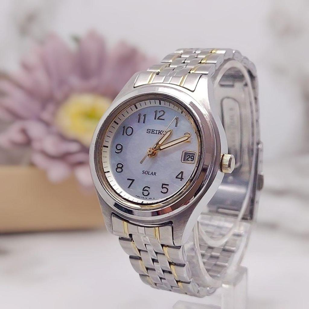 [USED] SEIKO Solar Women's Watch Shell Date