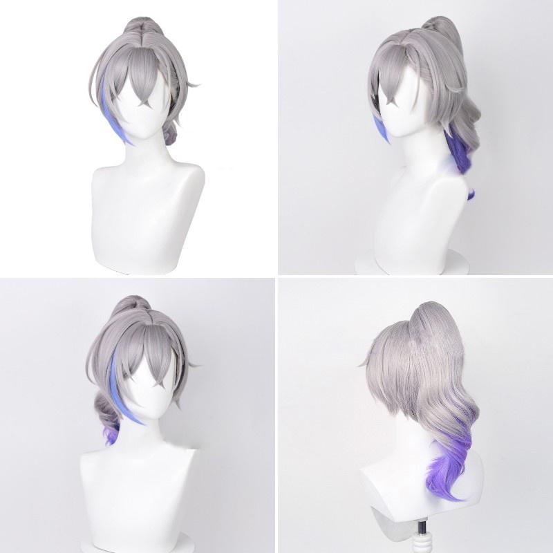 Silver Wolf Cosplay Wig Medium Length, Hand-woven With High-temperature Fiber
