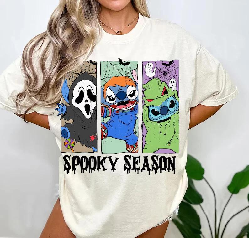 Stitch Spooky Season Halloween White TShirt