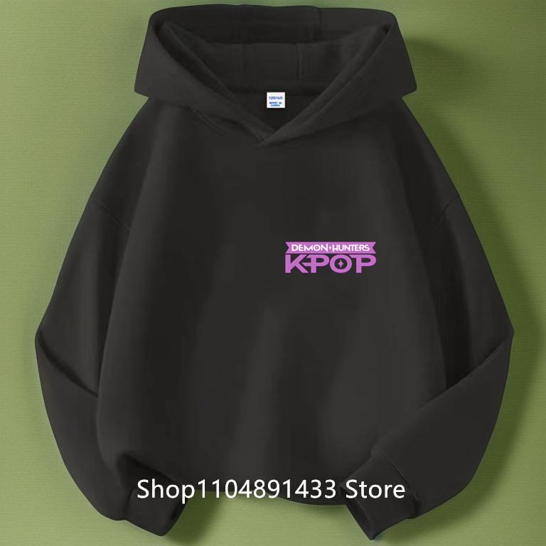 Kpop Demon Hunters Kids Logo Merch Hoodies Girls Boys Athletic Sweatshirt Long Sleeve Casual Pullover Without Drawstring Hoodie