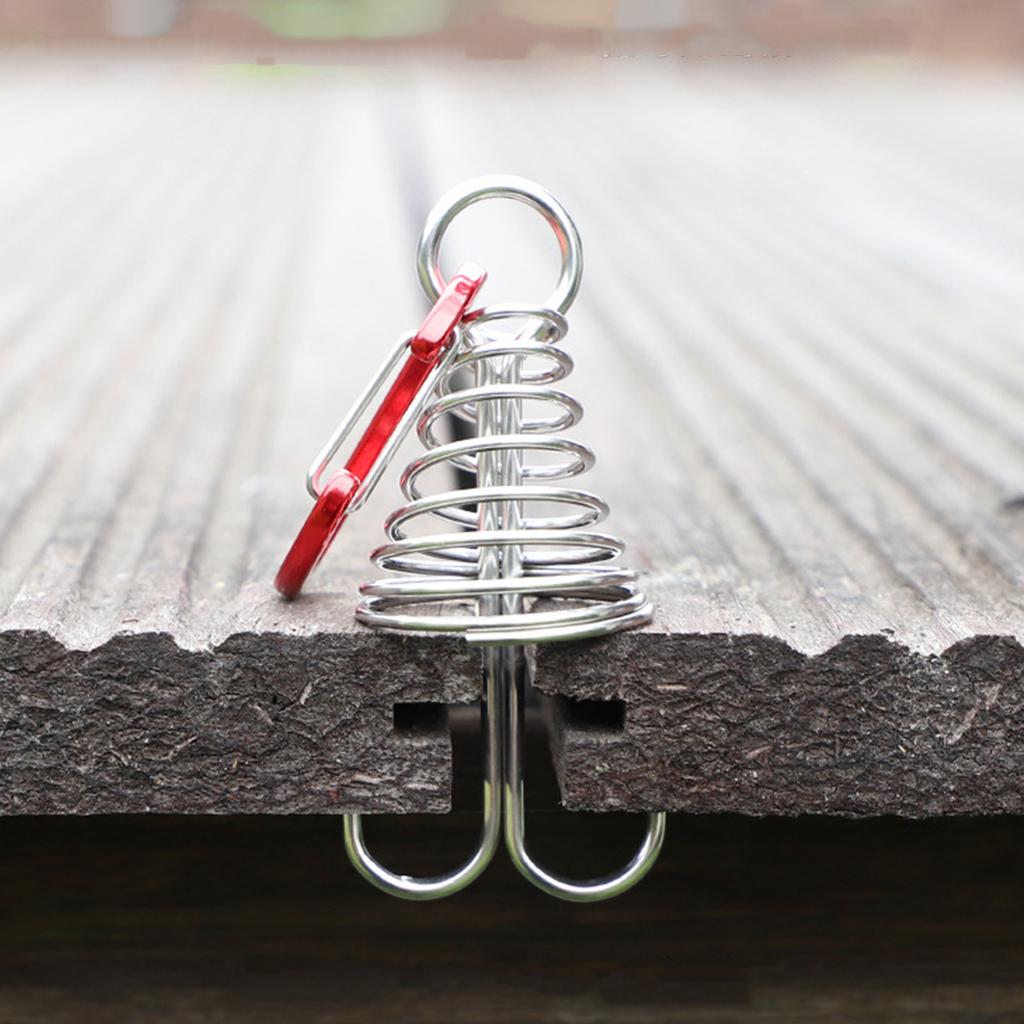 Deck Anchor Pegs with Spirng Buckle Retractable Spring Aluminium Alloy Wind Rope Anchor Outdoor