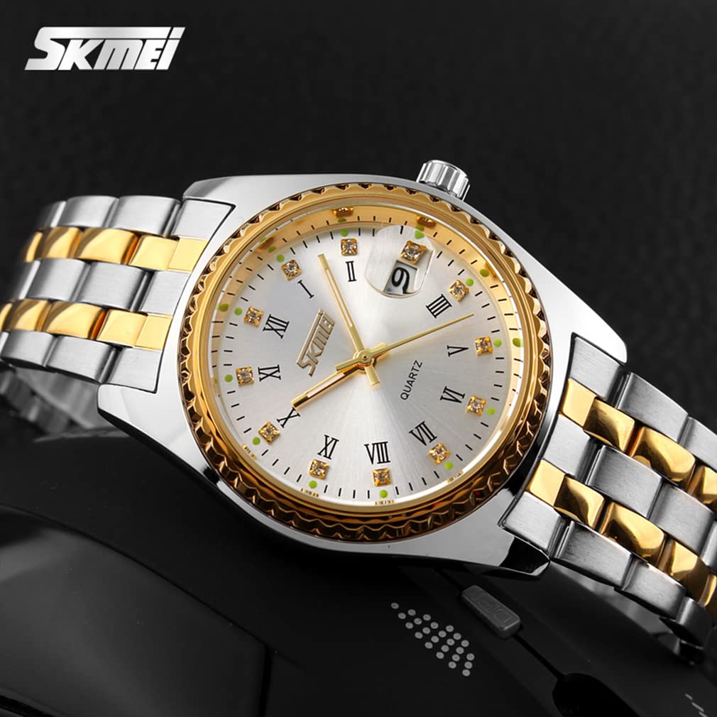 Пара часов Пара популярных парных часов Мужские Женские парные часы Набор наручных часов Классические золотые серебряные часы из нержавеющей стали Водонепроницаемые роскошные на подарок на свадьбу