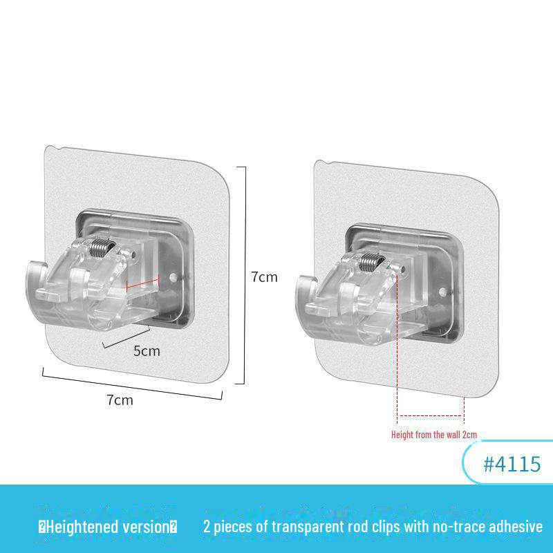 Punch-Free Telescopic Curtain Rod Clamp & Adhesive Hook