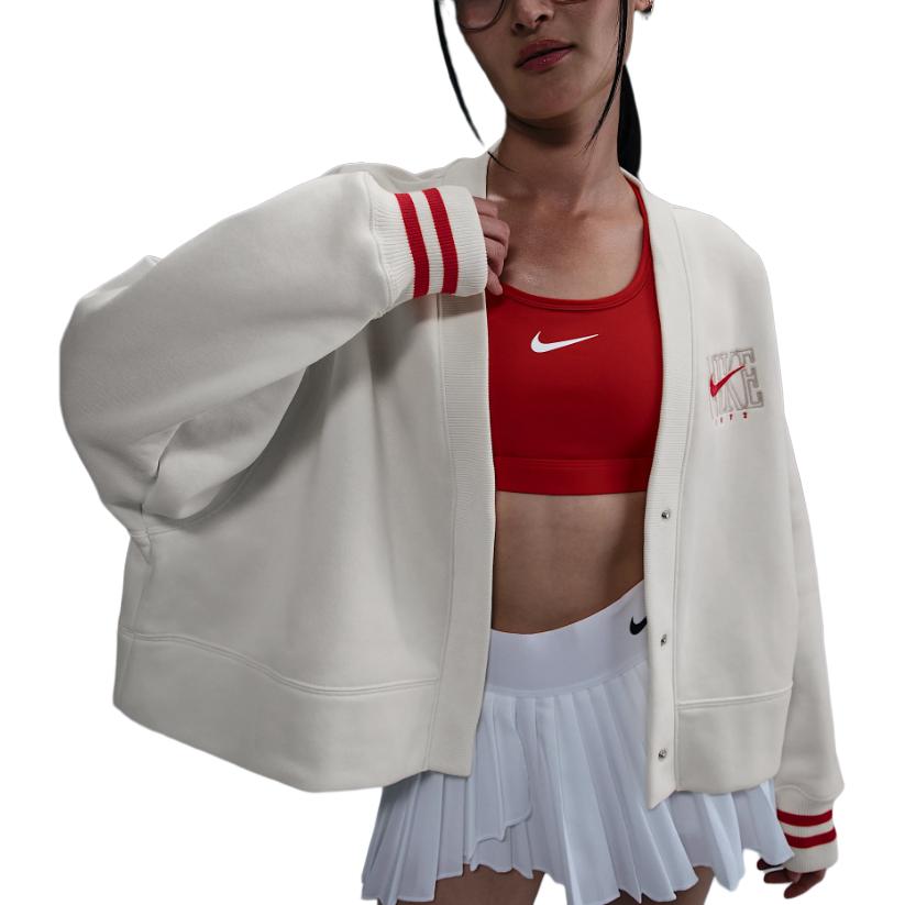 Nike Полосатый вязаный свитер свободного кроя на одной пуговице с длинными рукавами женский топ белый HJ0947-133