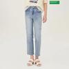 Benetton Flower Embroidered Straight Denim Pants Badp65431