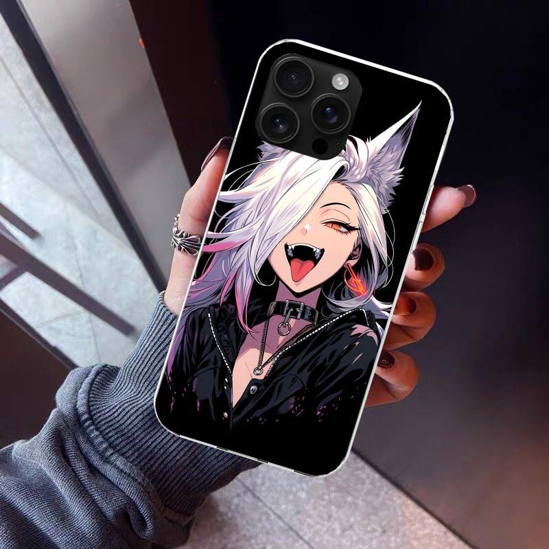 Cartoon Cool Demon Girl Phone Case For iPhone 17 Air 16 15 Pro Max 14 Plus 13 Mini 12 11 Cover 7 8 SE Silicone Shell Print Funda