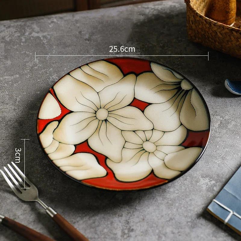 Легкая роскошная керамическая тарелка с цветами для ресторанов высокого класса, паста, стейк, тарелка, изысканные блюда, обеденные тарелки, уникальная домашняя посуда