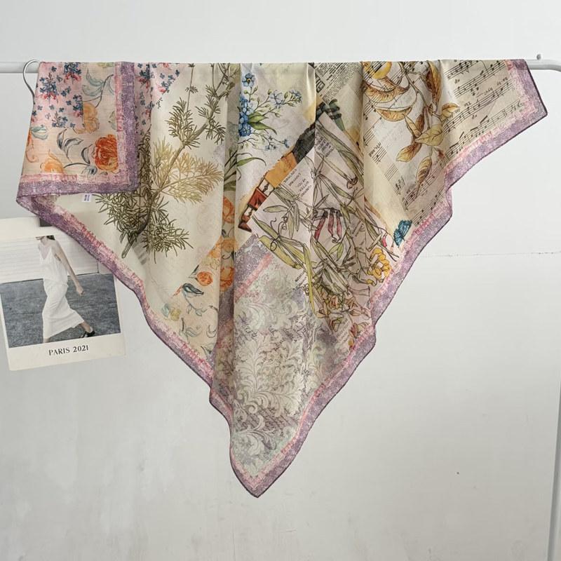 Pastoral Daisy 111 Large Square Scarf Silk Scarf Women's Silk Scarf Air Conditioning Shawl Travel Sunscreen Beach Silk Scarf
