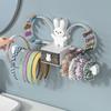 Adorable Rabbit Hair Accessory Organizer - Wall-Mounted Storage Rack with No-Drill Hooks for Youngsters' Headbands, Scrunchies & Pins, Jewelry Towers