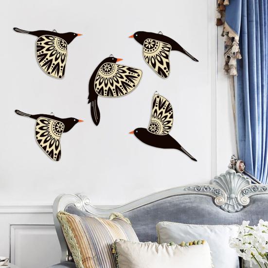 5 Pcs Flying Bird Wall Art Decor Rustic Wooden Birds Wall Decoration