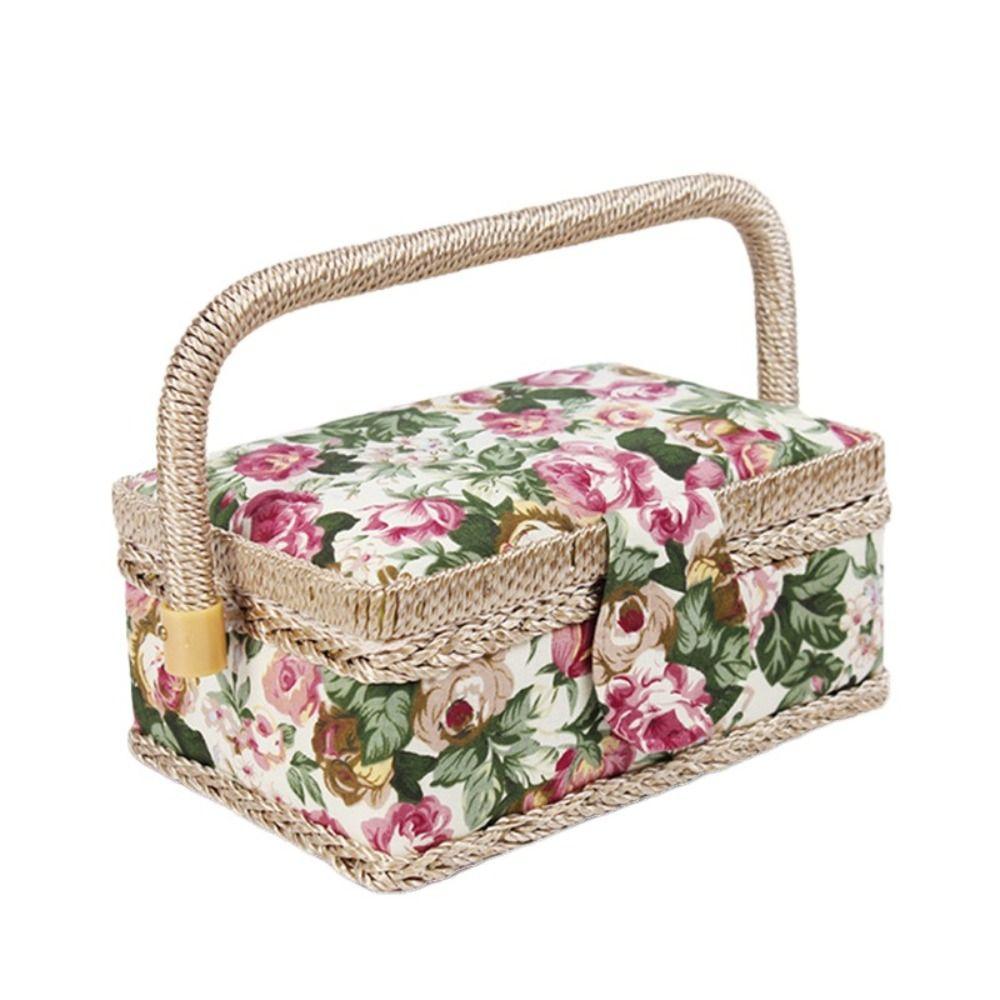 Модная ткань для рукоделия, швейная корзина, ретро-корзина для хранения ниток и игл, ящик для хранения швейных принадлежностей, дом