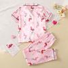 Детская домашняя одежда для девочек от 8 до 12 лет, рубашка с короткими рукавами, топ и брюки, костюм для сна с принтом
