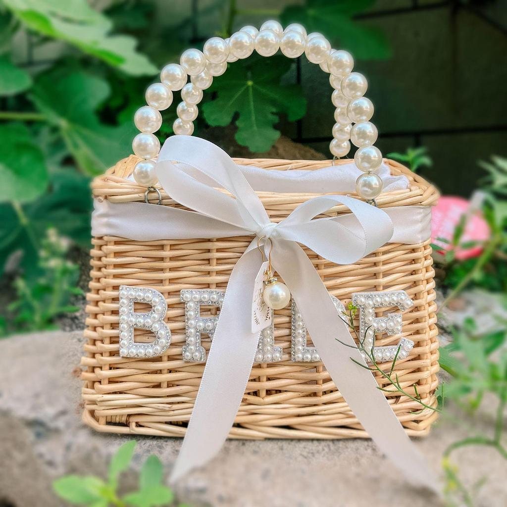 Плетеная сумка-клатч из жемчуга для свадьбы, девичника и мальчишника