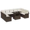 10-Piece Garden Sofa Set with Brown Cushions Poly Rattan, 2-Seater Garden Sofa with Storage 3357081