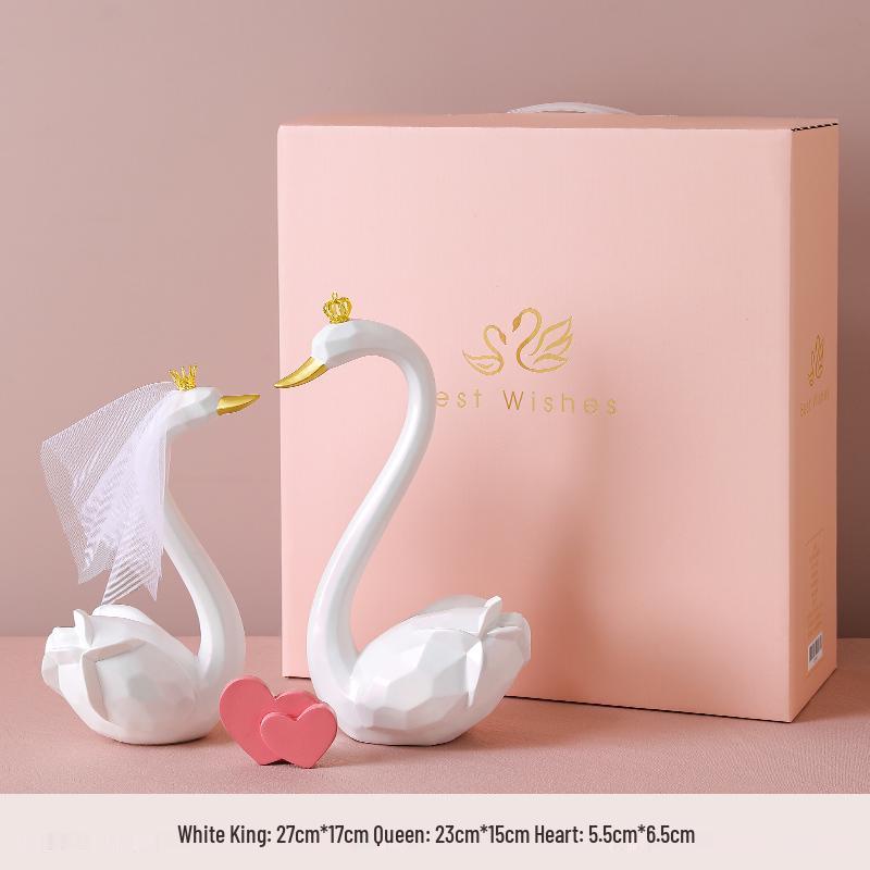 Swan Figurine Pair Wedding Favors, Room Decor & Gifts for Newlyweds or Best Friend Bride