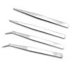 Silver Tone Straight Elbow Eyebrow Clip Stainless Steel Tweezers Phone Repair Tools Pliers Tool