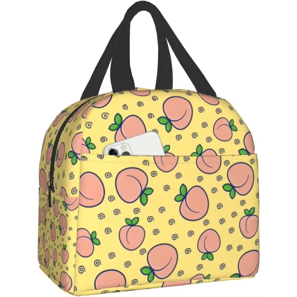 Peach Bright Orange Watercolor Cute Insulated Lunch Box Cooler Tote for Adults Work Office School Picnic Beach Reusable Lunchbox