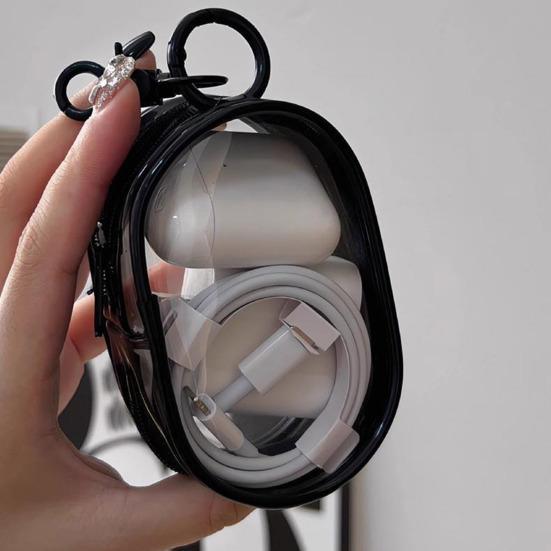Data Cable Charger Storage Bag Transparent Design Waterproof Lightweight Easy Access Headphone Storage Bag with Zipper