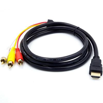 Кабель HDMI-RCA, 1080P, 5 футов/1,5 м, штекер HDMI-3-RCA, видео-аудио, AV-кабель, разъем-адаптер, передатчик для телевизора, HDTV, DVD