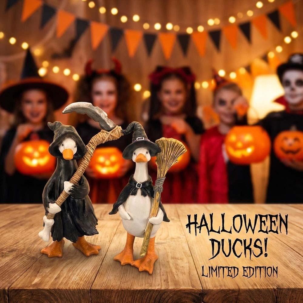 Waterproof Halloween Duck Figurine Creative Ghost Pumpkin Sculpture Kids Bedroom