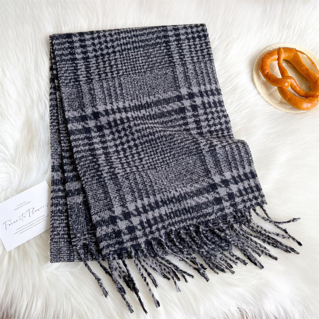 Autumn And Winter Striped Plaid Scarf Winter Versatile Warm Imitation Cashmere Shawl Couple Advanced Sense Thickened Scarf